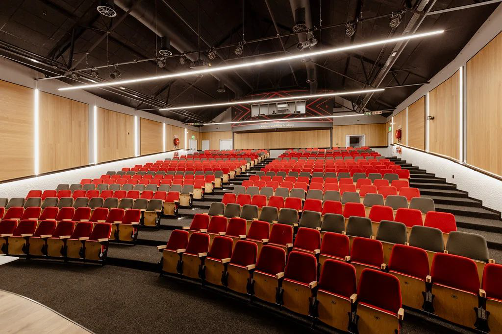 Wide view of the auditorium seating